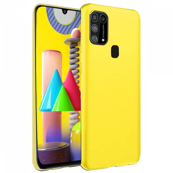 Mey İthalat®  Samsung Galaxy M31 Kılıf Nano içi Kadife Silikon - Sarı
