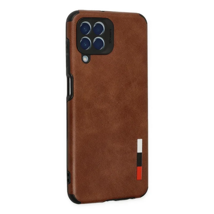 Mey İthalat®  Samsung Galaxy M33 Kılıf Loop Deri Silikon - Kahverengi