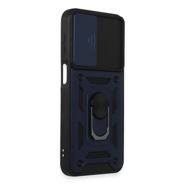 Mey İthalat®  Samsung Galaxy M34 5G Kılıf Pars Lens Yüzüklü Silikon - Lacivert