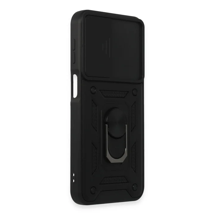 Mey İthalat®  Samsung Galaxy M34 5G Kılıf Pars Lens Yüzüklü Silikon - Siyah