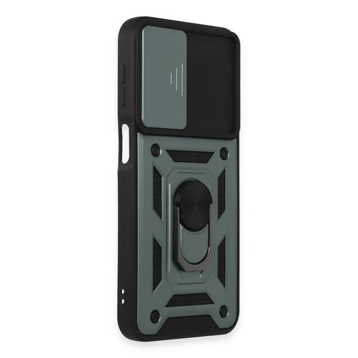 Mey İthalat®  Samsung Galaxy M34 5G Kılıf Pars Lens Yüzüklü Silikon - Yeşil