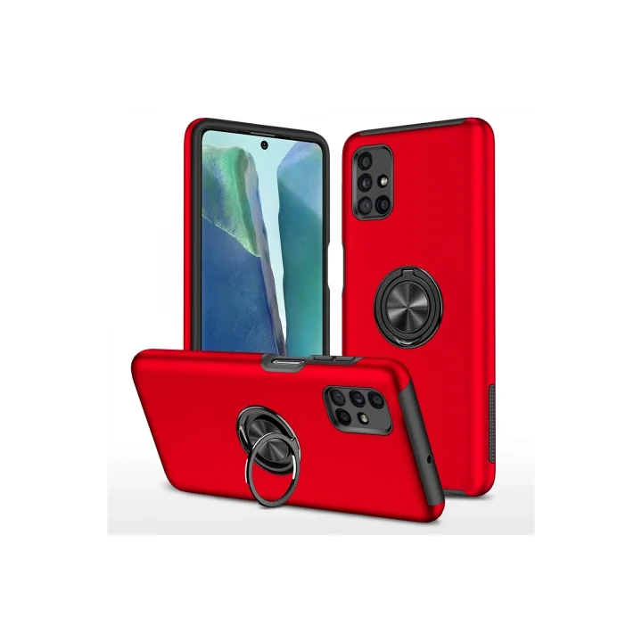 Mey İthalat®  Samsung Galaxy M51 Kılıf Elit Yüzüklü Kapak - Kırmızı