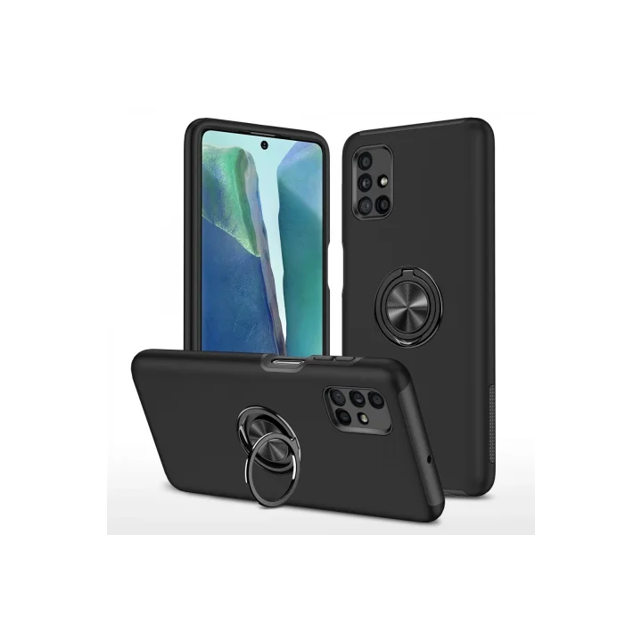 Mey İthalat®  Samsung Galaxy M51 Kılıf Elit Yüzüklü Kapak - Siyah