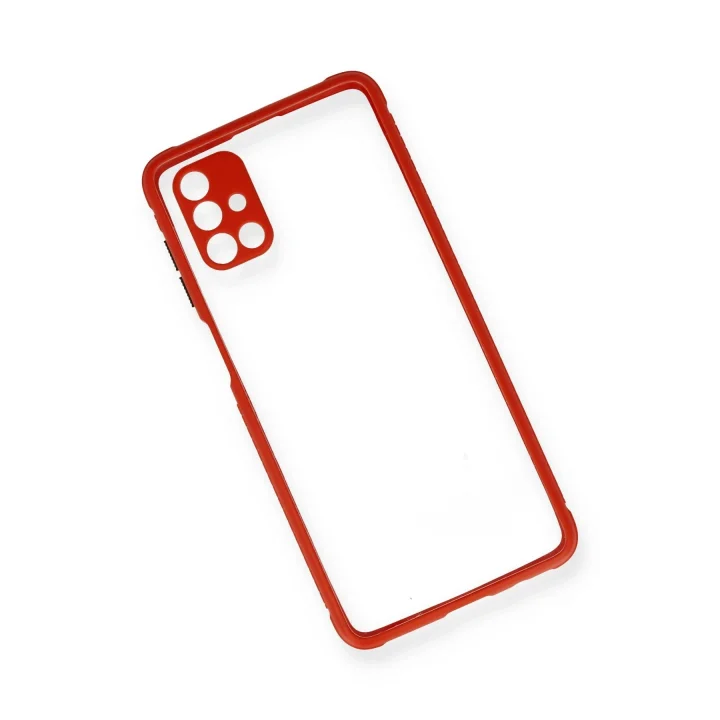 Mey İthalat®  Samsung Galaxy M51 Kılıf Miami Şeffaf Silikon - Kırmızı