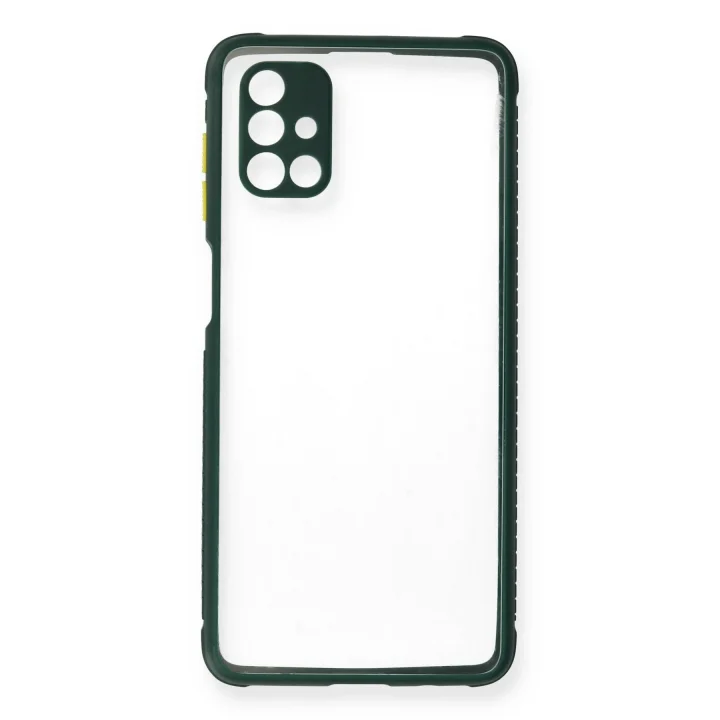 Mey İthalat®  Samsung Galaxy M51 Kılıf Miami Şeffaf Silikon - Koyu Yeşil