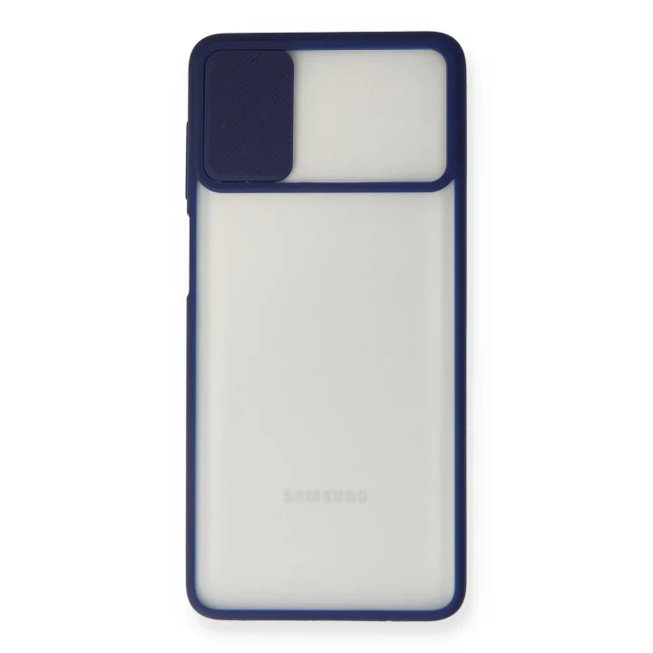 Mey İthalat®  Samsung Galaxy M51 Kılıf Palm Buzlu Kamera Sürgülü Silikon - Lacivert
