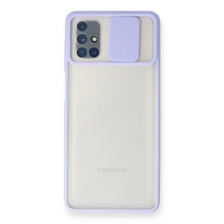 Mey İthalat®  Samsung Galaxy M51 Kılıf Palm Buzlu Kamera Sürgülü Silikon - Lila