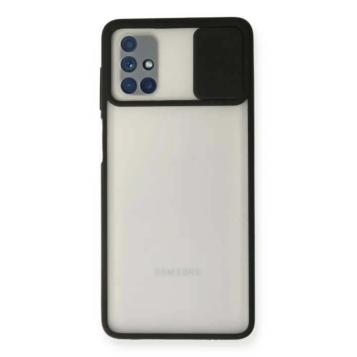 Mey İthalat®  Samsung Galaxy M51 Kılıf Palm Buzlu Kamera Sürgülü Silikon - Siyah