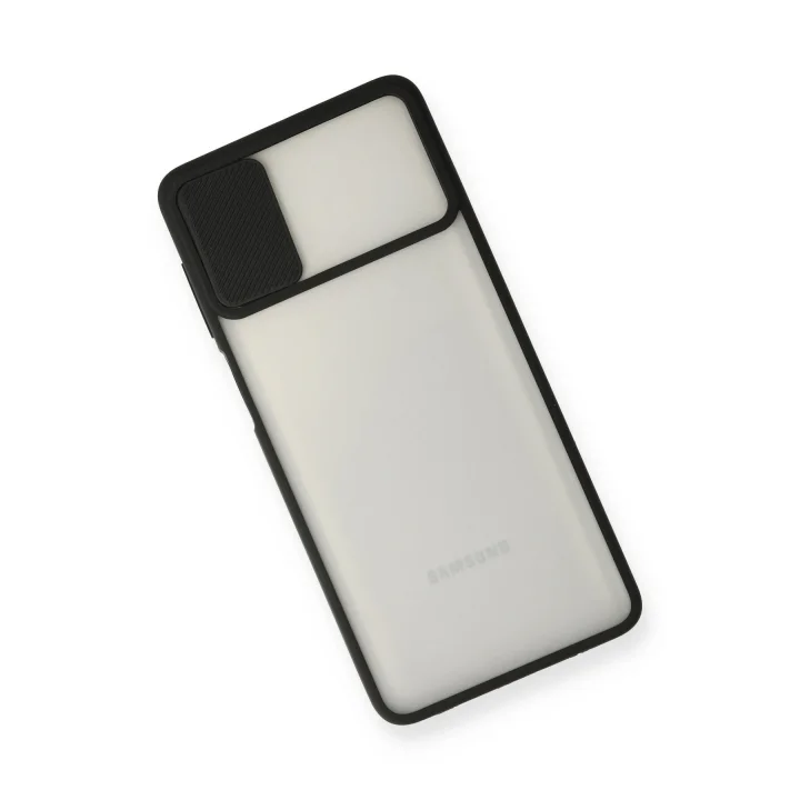 Mey İthalat®  Samsung Galaxy M51 Kılıf Palm Buzlu Kamera Sürgülü Silikon - Siyah