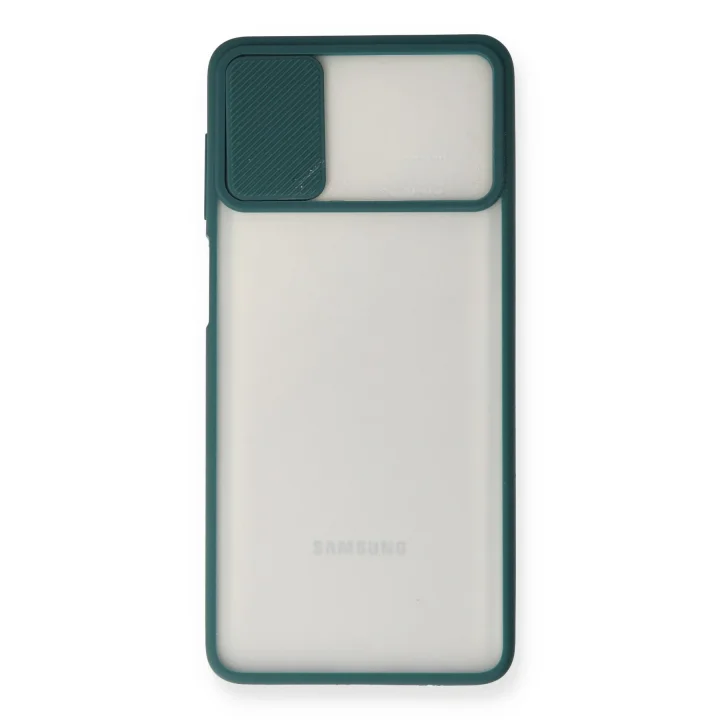 Mey İthalat®  Samsung Galaxy M51 Kılıf Palm Buzlu Kamera Sürgülü Silikon - Yeşil