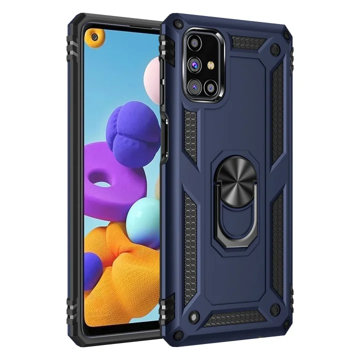 Mey İthalat®  Samsung Galaxy M51 Kılıf Sofya Yüzüklü Silikon Kapak - Lacivert