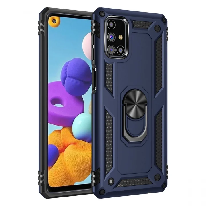 Mey İthalat®  Samsung Galaxy M51 Kılıf Sofya Yüzüklü Silikon Kapak - Lacivert