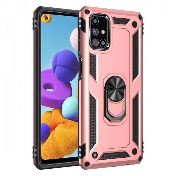 Mey İthalat®  Samsung Galaxy M51 Kılıf Sofya Yüzüklü Silikon Kapak - Rose