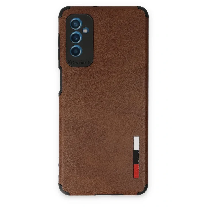 Mey İthalat®  Samsung Galaxy M52 5G Kılıf Loop Deri Silikon - Kahverengi