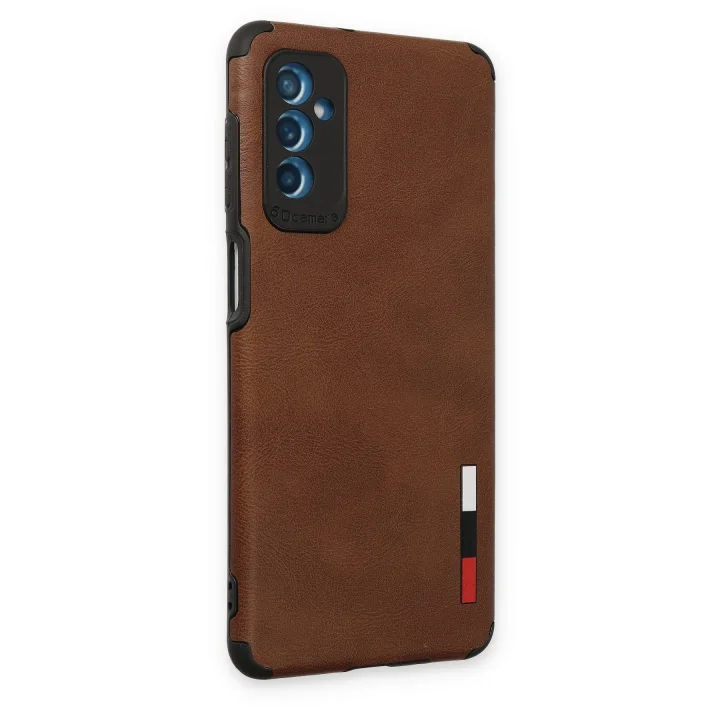 Mey İthalat®  Samsung Galaxy M52 5G Kılıf Loop Deri Silikon - Kahverengi