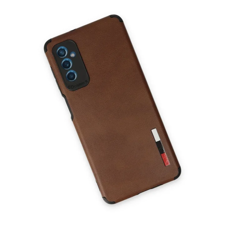 Mey İthalat®  Samsung Galaxy M52 5G Kılıf Loop Deri Silikon - Kahverengi