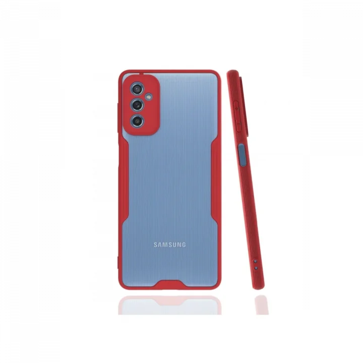 Mey İthalat®  Samsung Galaxy M52 5G Kılıf Platin Silikon - Kırmızı