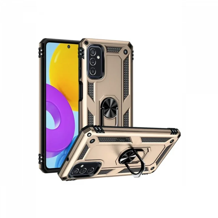 Mey İthalat®  Samsung Galaxy M52 5G Kılıf Sofya Yüzüklü Silikon Kapak - Gold