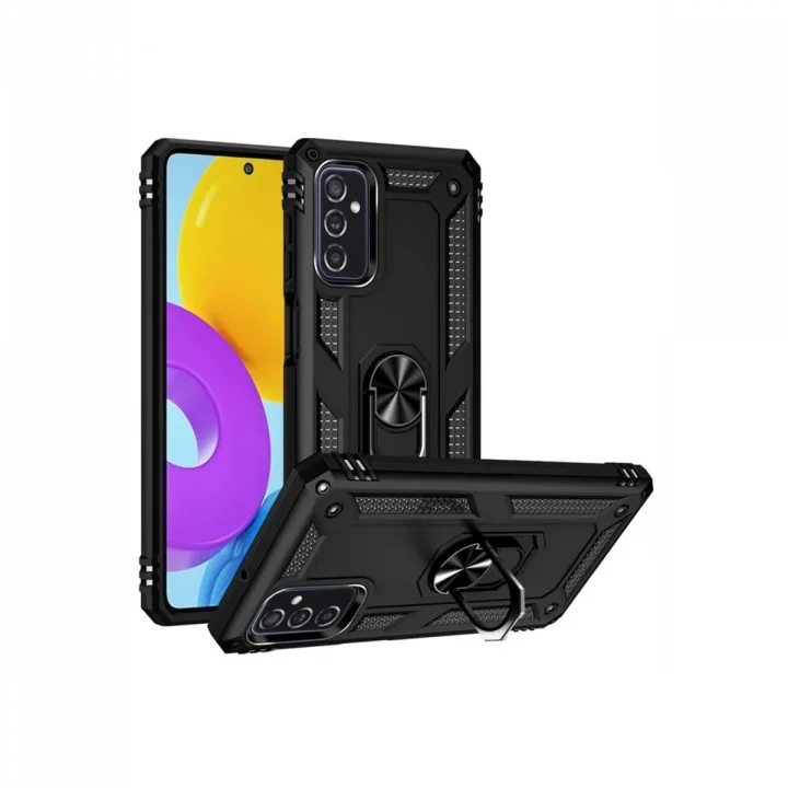 Mey İthalat®  Samsung Galaxy M52 5G Kılıf Sofya Yüzüklü Silikon Kapak - Siyah