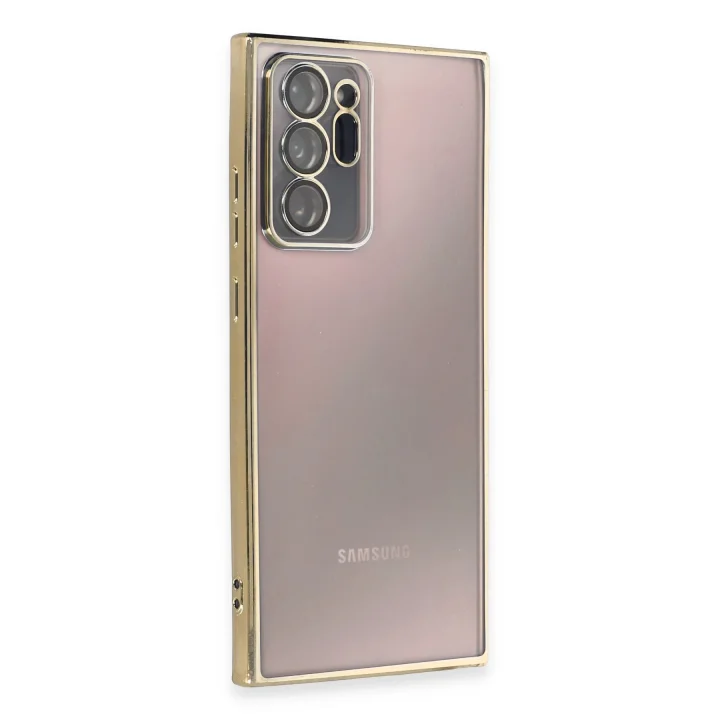 Mey İthalat®  Samsung Galaxy Note 20 Ultra Kılıf  Lensli Silikon - Gold