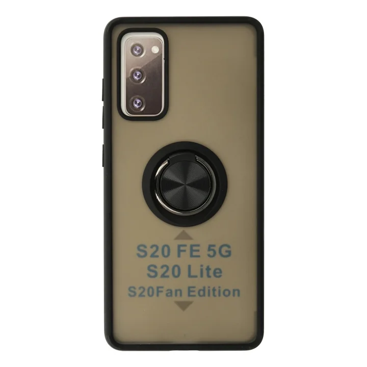 Mey İthalat®  Samsung Galaxy S20 FE Kılıf Montreal Yüzüklü Silikon Kapak - Siyah