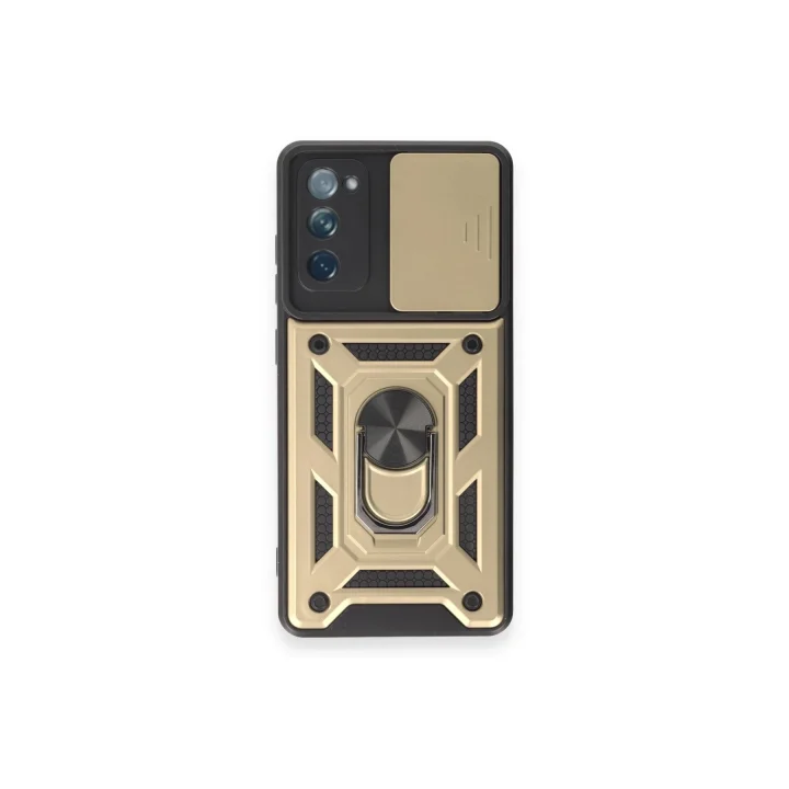 Mey İthalat®  Samsung Galaxy S20 FE Kılıf Pars Lens Yüzüklü Silikon - Gold