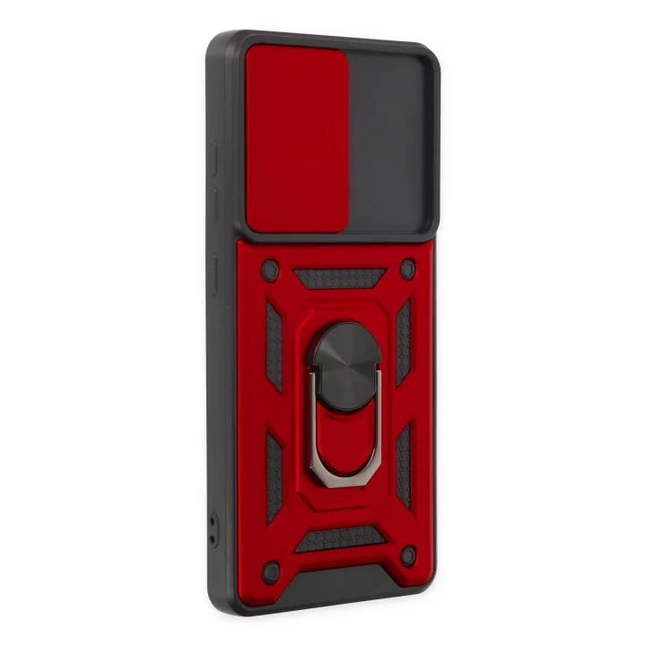 Mey İthalat®  Samsung Galaxy S20 FE Kılıf Pars Lens Yüzüklü Silikon - Kırmızı