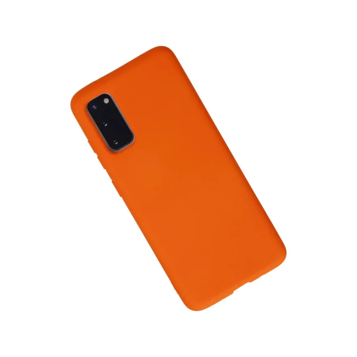 Mey İthalat®  Samsung Galaxy S20 Kılıf Nano içi Kadife Silikon - Turuncu