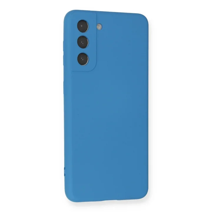 Mey İthalat®  Samsung Galaxy S21 FE Kılıf Nano içi Kadife Silikon - Mavi