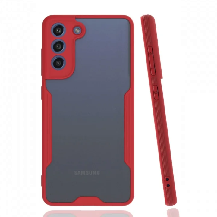 Mey İthalat®  Samsung Galaxy S21 FE Kılıf Platin Silikon - Kırmızı