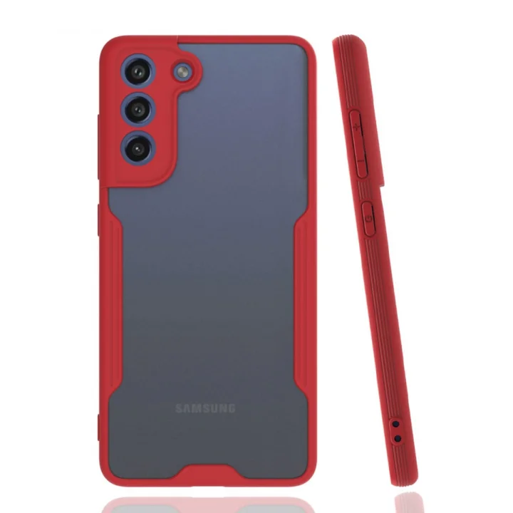 Mey İthalat®  Samsung Galaxy S21 FE Kılıf Platin Silikon - Kırmızı