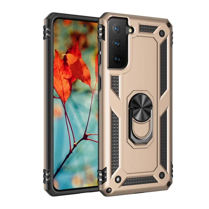 Mey İthalat®  Samsung Galaxy S21 Kılıf Sofya Yüzüklü Silikon Kapak - Gold