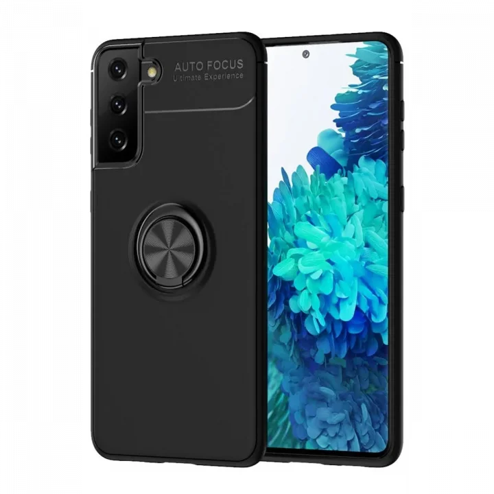 Mey İthalat®  Samsung Galaxy S21 Plus Kılıf Range Yüzüklü Silikon - Siyah