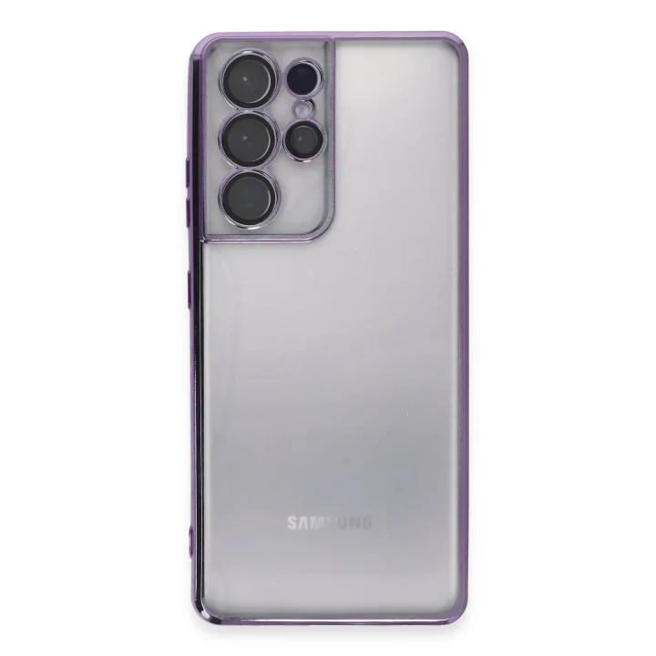 Mey İthalat®  Samsung Galaxy S21 Ultra Kılıf  Lensli Silikon - Mor