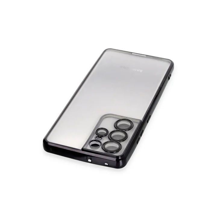 Mey İthalat®  Samsung Galaxy S21 Ultra Kılıf  Lensli Silikon - Siyah