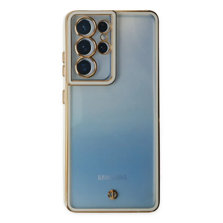 Mey İthalat®  Samsung Galaxy S21 Ultra Kılıf Liva Lens Silikon - Beyaz