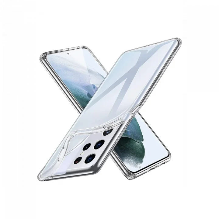 Mey İthalat®  Samsung Galaxy S21 Ultra Kılıf Lüx Şeffaf Silikon