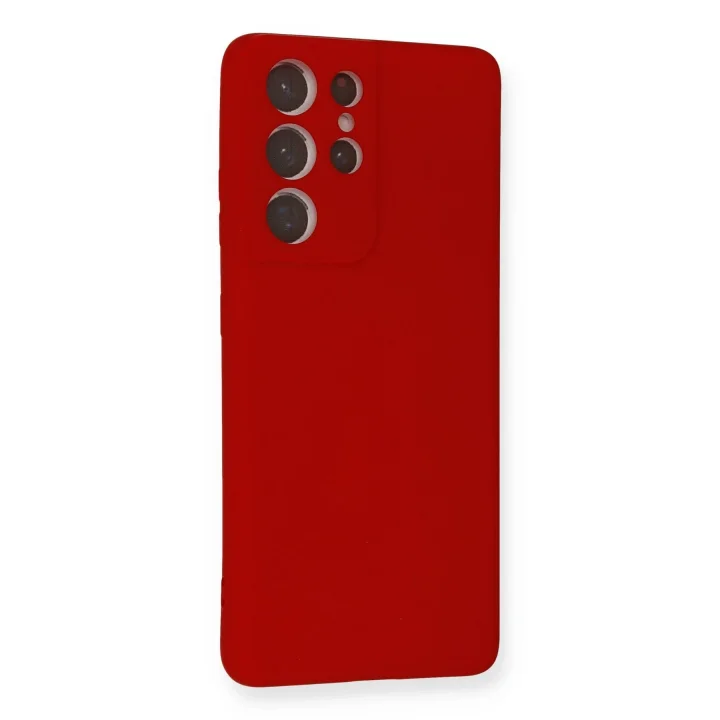 Mey İthalat®  Samsung Galaxy S21 Ultra Kılıf Nano içi Kadife Silikon - Kırmızı