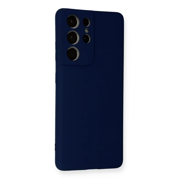 Mey İthalat®  Samsung Galaxy S21 Ultra Kılıf Nano içi Kadife Silikon - Lacivert