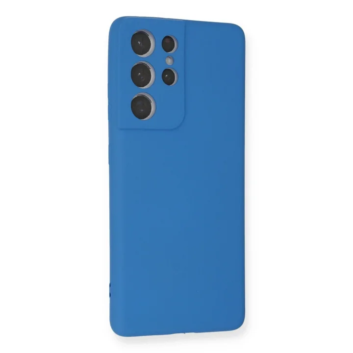 Mey İthalat®  Samsung Galaxy S21 Ultra Kılıf Nano içi Kadife Silikon - Mavi