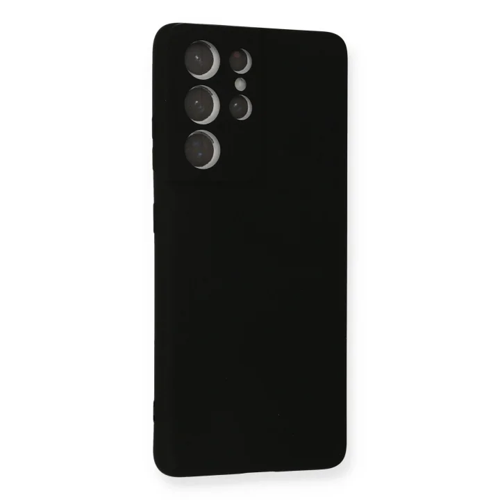 Mey İthalat®  Samsung Galaxy S21 Ultra Kılıf Nano içi Kadife Silikon - Siyah