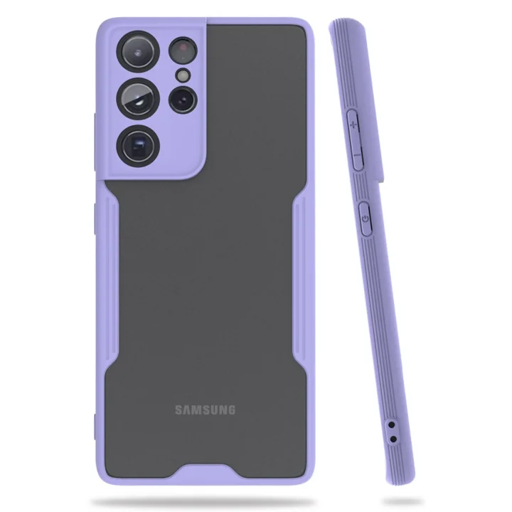 Mey İthalat®  Samsung Galaxy S21 Ultra Kılıf Platin Silikon - Lila