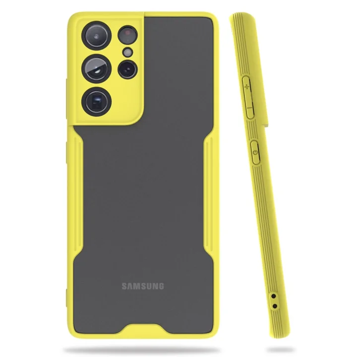 Mey İthalat®  Samsung Galaxy S21 Ultra Kılıf Platin Silikon - Sarı