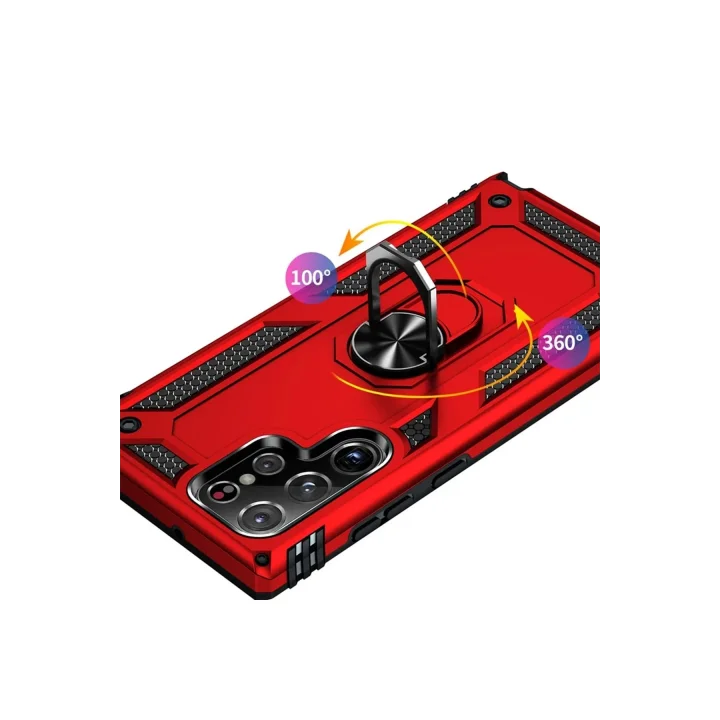 Mey İthalat®  Samsung Galaxy S21 Ultra Kılıf Sofya Yüzüklü Silikon Kapak - Yeşil