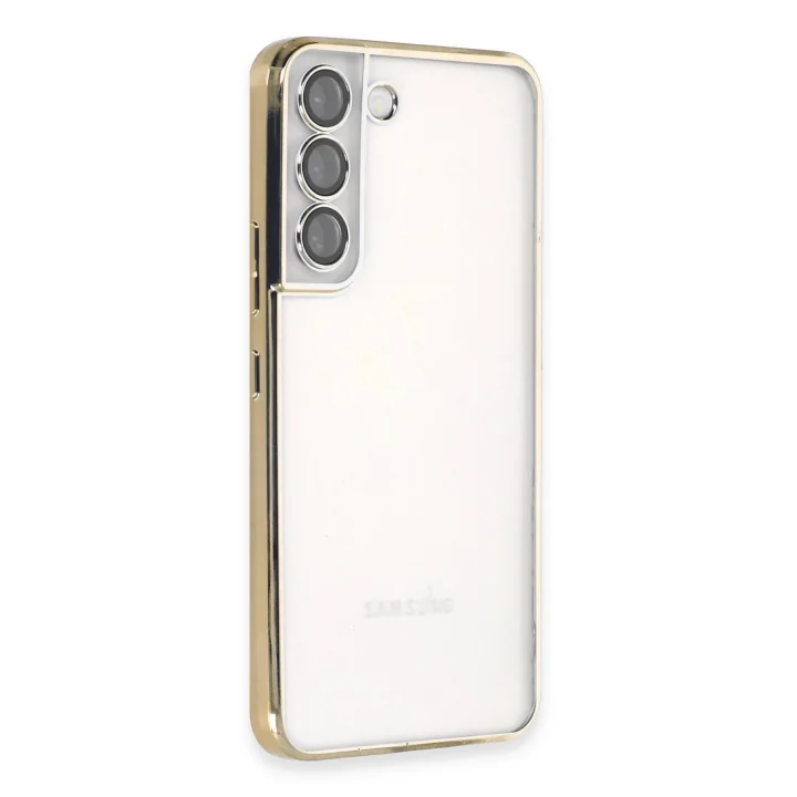 Mey İthalat®  Samsung Galaxy S22 Kılıf  Lensli Silikon - Gold