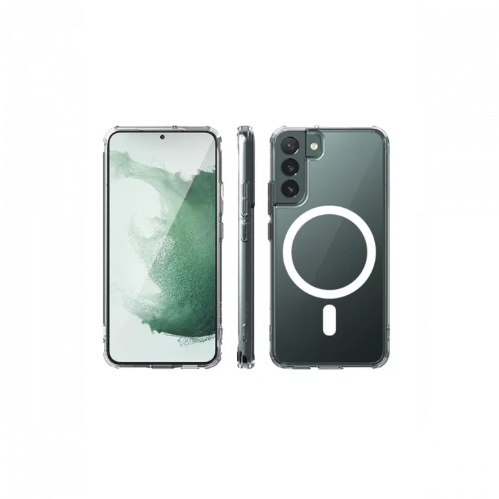 Mey İthalat®  Samsung Galaxy S22 Kılıf Magneticsafe Şeffaf Silikon - Şeffaf