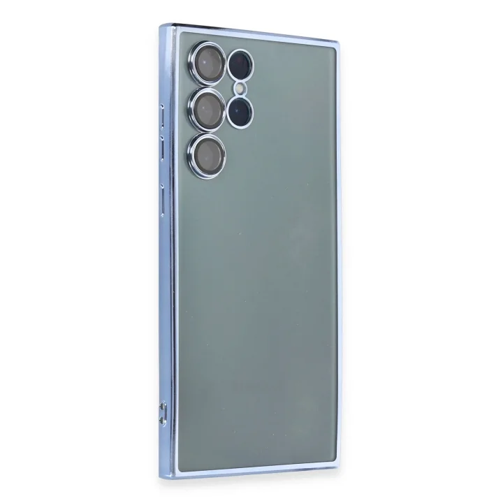 Mey İthalat®  Samsung Galaxy S22 Ultra Kılıf  Lensli Silikon - Açık Mavi