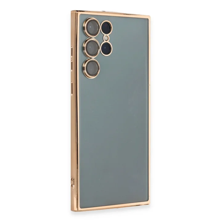 Mey İthalat®  Samsung Galaxy S22 Ultra Kılıf  Lensli Silikon - Gold