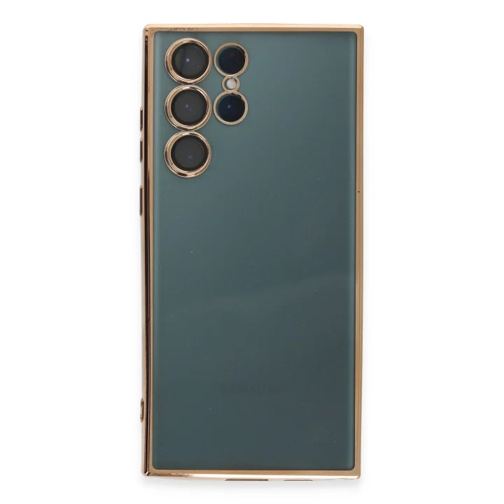 Mey İthalat®  Samsung Galaxy S22 Ultra Kılıf  Lensli Silikon - Gold