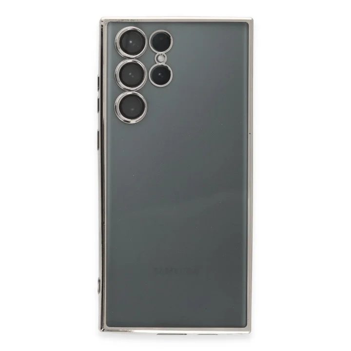Mey İthalat®  Samsung Galaxy S22 Ultra Kılıf  Lensli Silikon - Gümüş